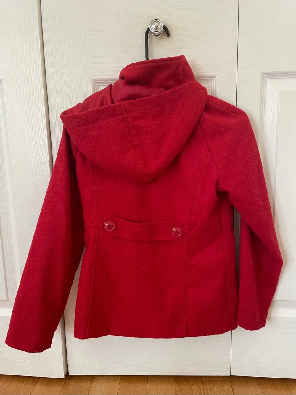 Velvet Girls' Red Hooded Pea Coat